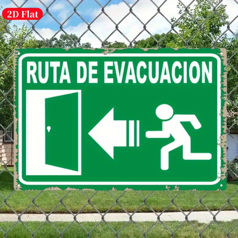 Emergency Exit Sign - (2D-картина на жести) Винтажная металлическая табличка