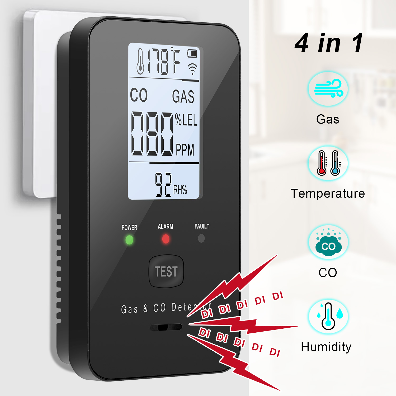 Co Detector Plug - Детектор природного газа и угарного газа,